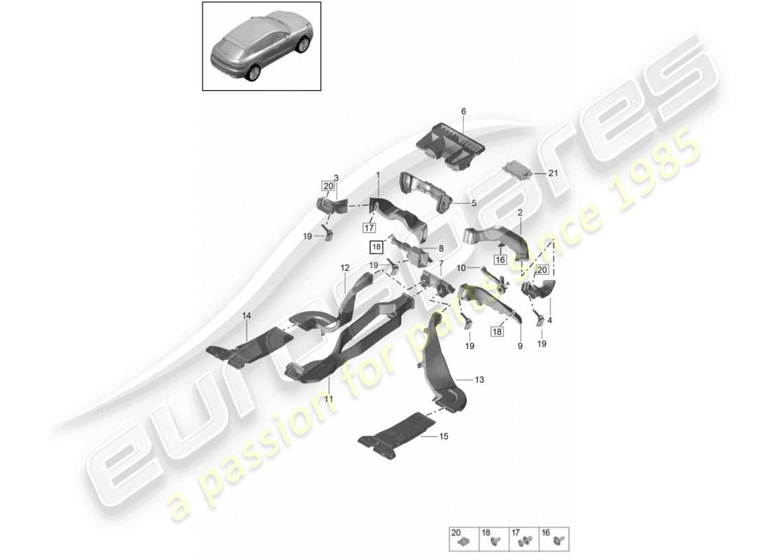 porsche 2026 (macan) air guide heat., vent. and ac system part diagram