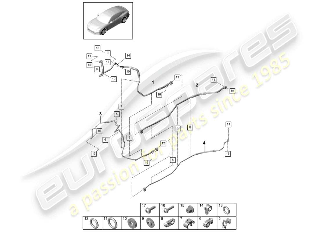 porsche 2021 (panamera 971-1) refrigerant circuit hybrid underbody evaporator part diagram