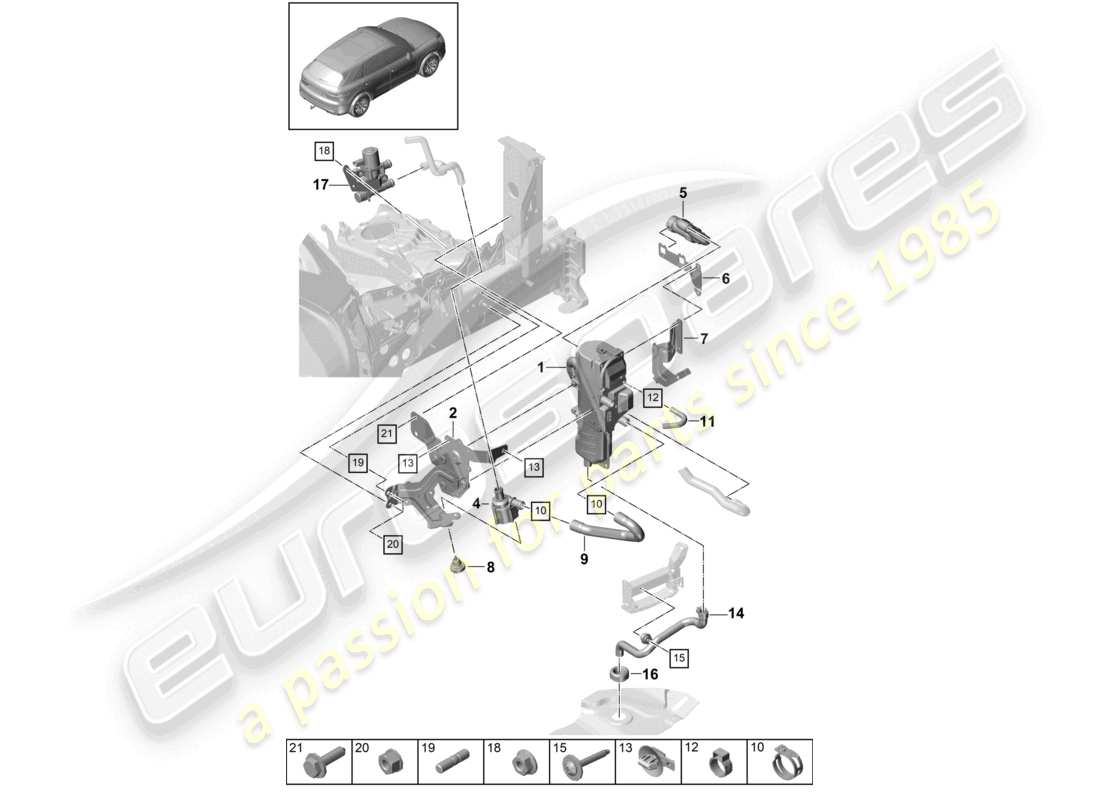 porsche 2023 (cayenne e3 9ya/9yb) auxiliary heater part diagram