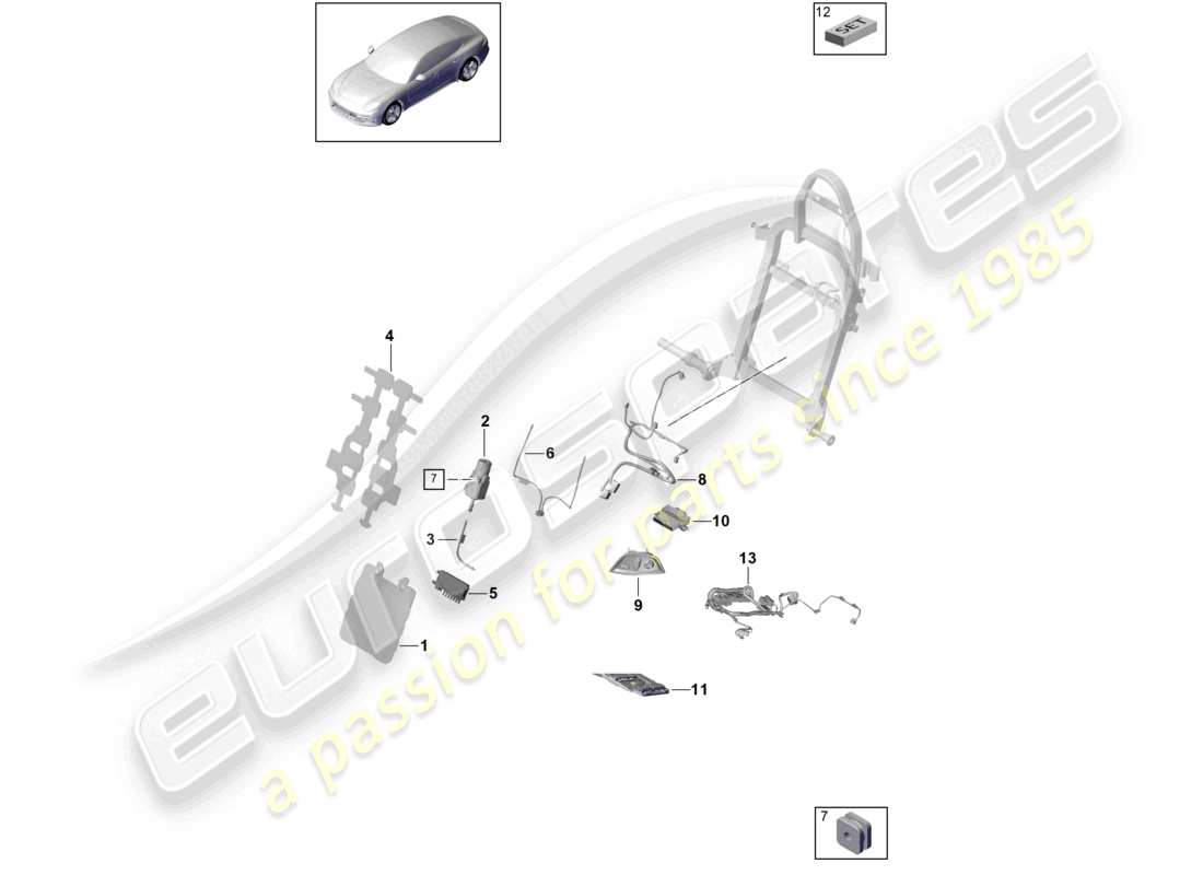 porsche 2021 (panamera 971-1) lumbar massage mat wire set parts diagram