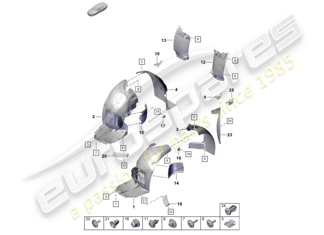 porsche 2021 (718 boxster spyder) trims wheel housing part diagram