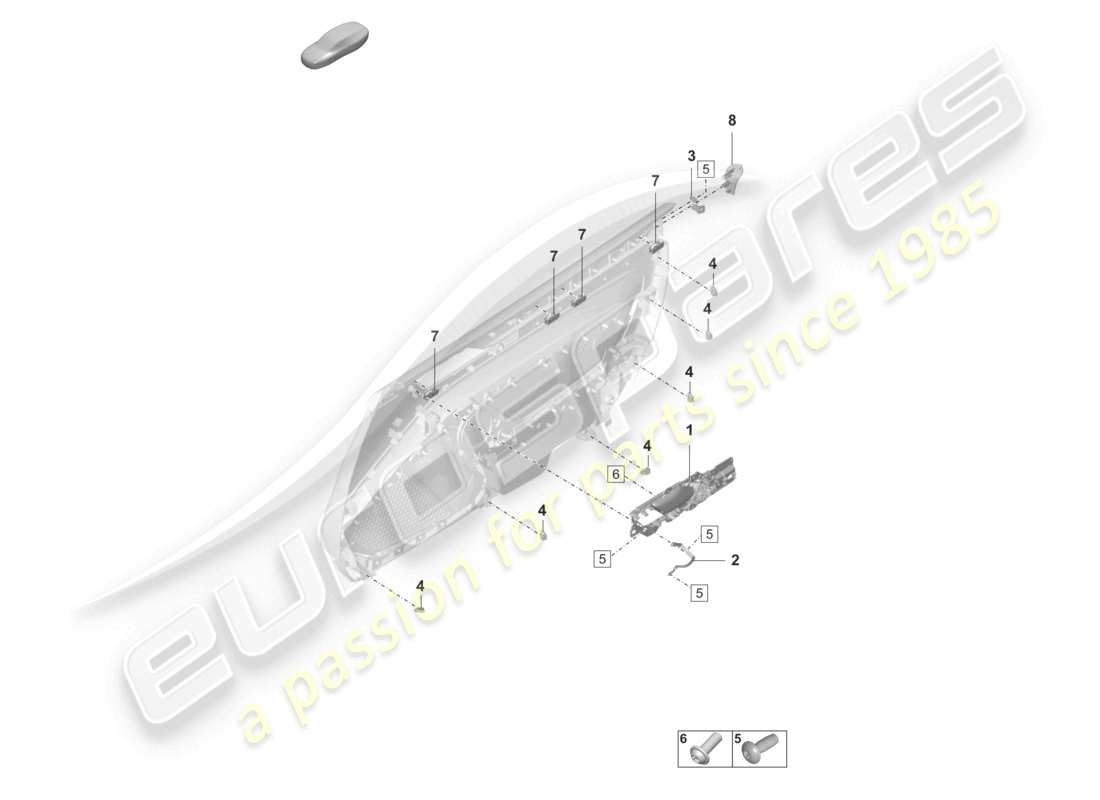 porsche 2022 (992-1 gt3/rs/st) door panel fasteners accessories part diagram