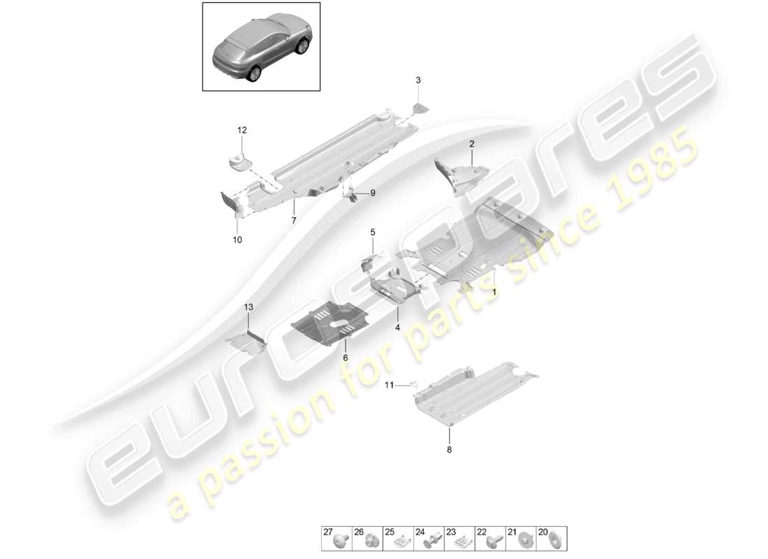 porsche 2026 (macan) underbody trim part diagram