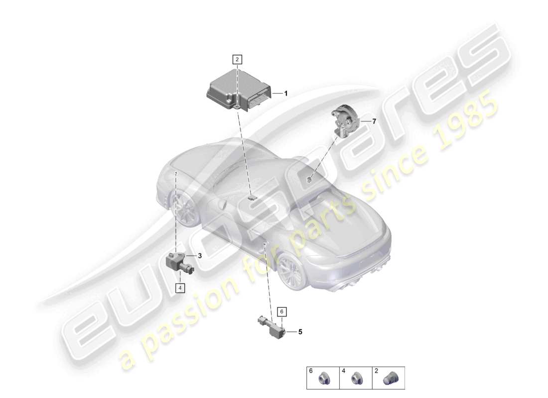 porsche 2023 (718 boxster spyder) control unit for airbag pressure sensor airbag part diagram