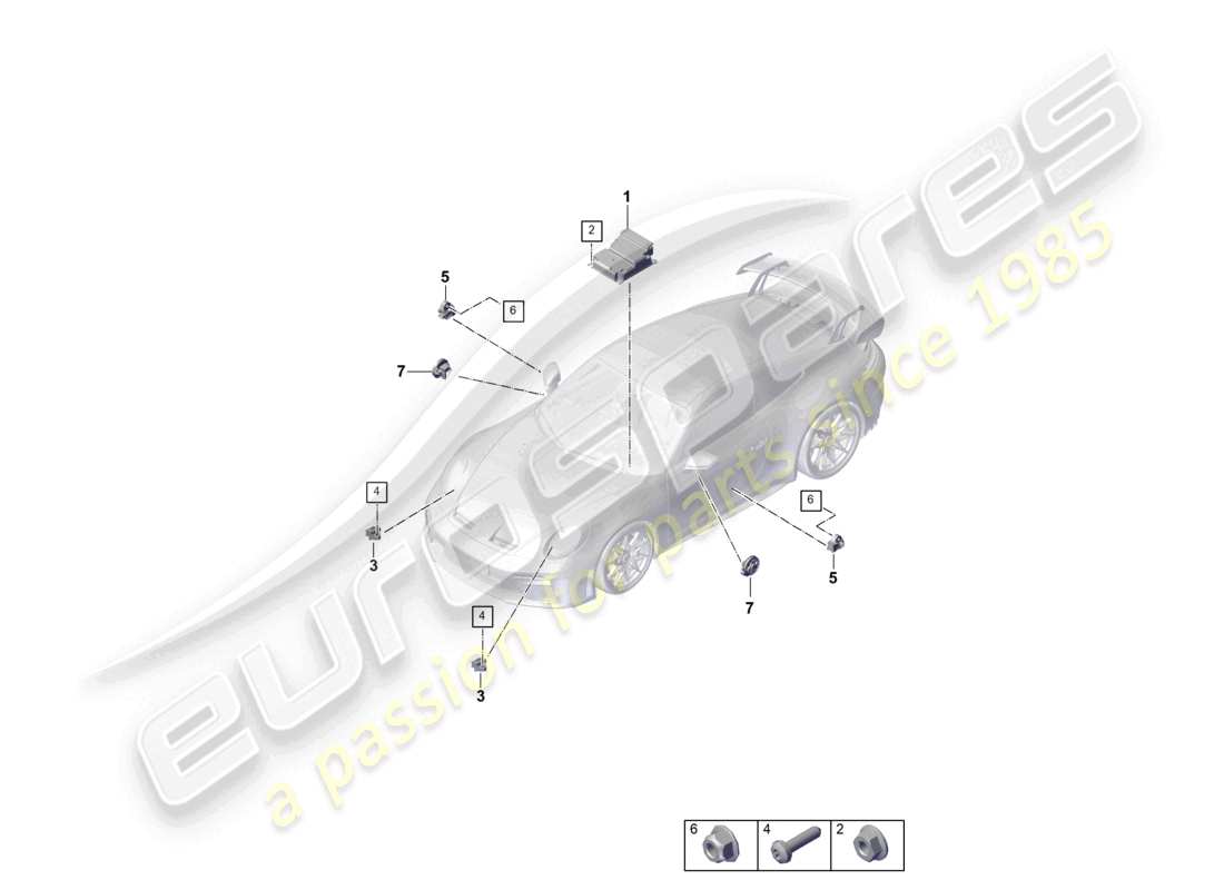 porsche 2026 (992-2 gt3) control unit for airbag crash sensor for airbag pedestrian protection part diagram