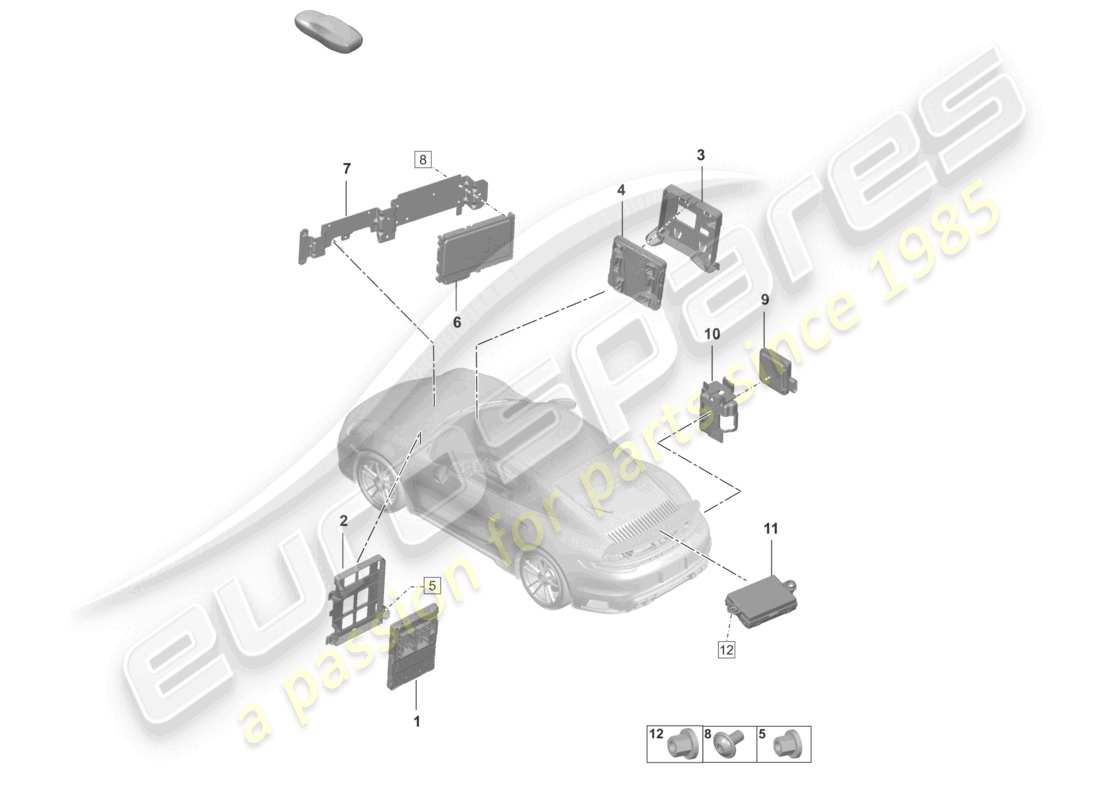 porsche 2021 (992-1 turbo / s) control units control unit (bcm) for conv. system & ob power supply control unit for driver assist systems part diagram