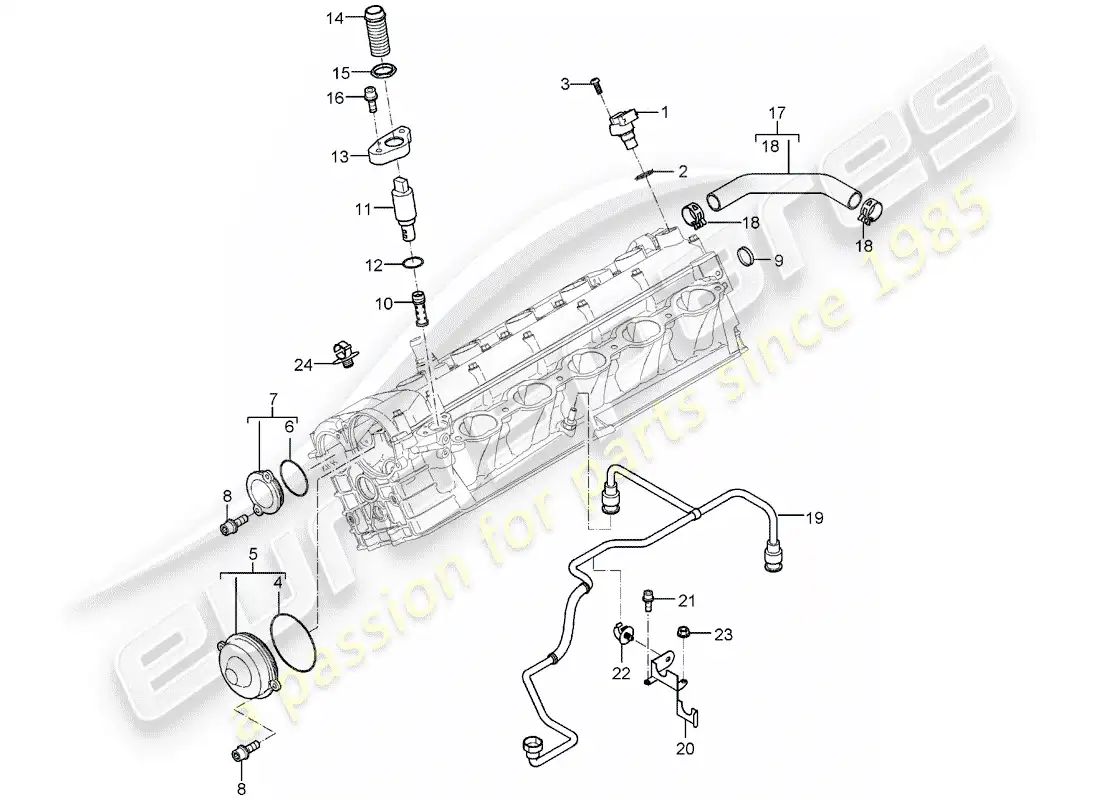 porsche 2005 (carrera gt) cylinder head - valve cover - accessories parts diagram