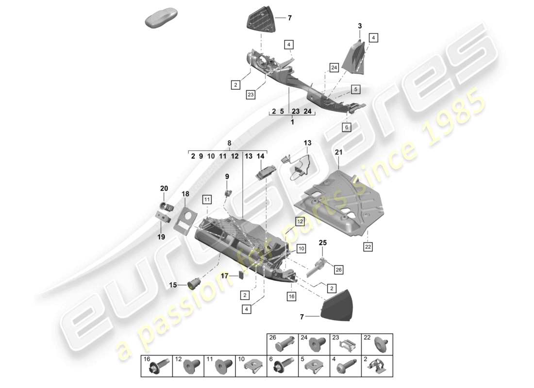 porsche 2023 (718 boxster spyder) glove box and trim (drivers side) part diagram