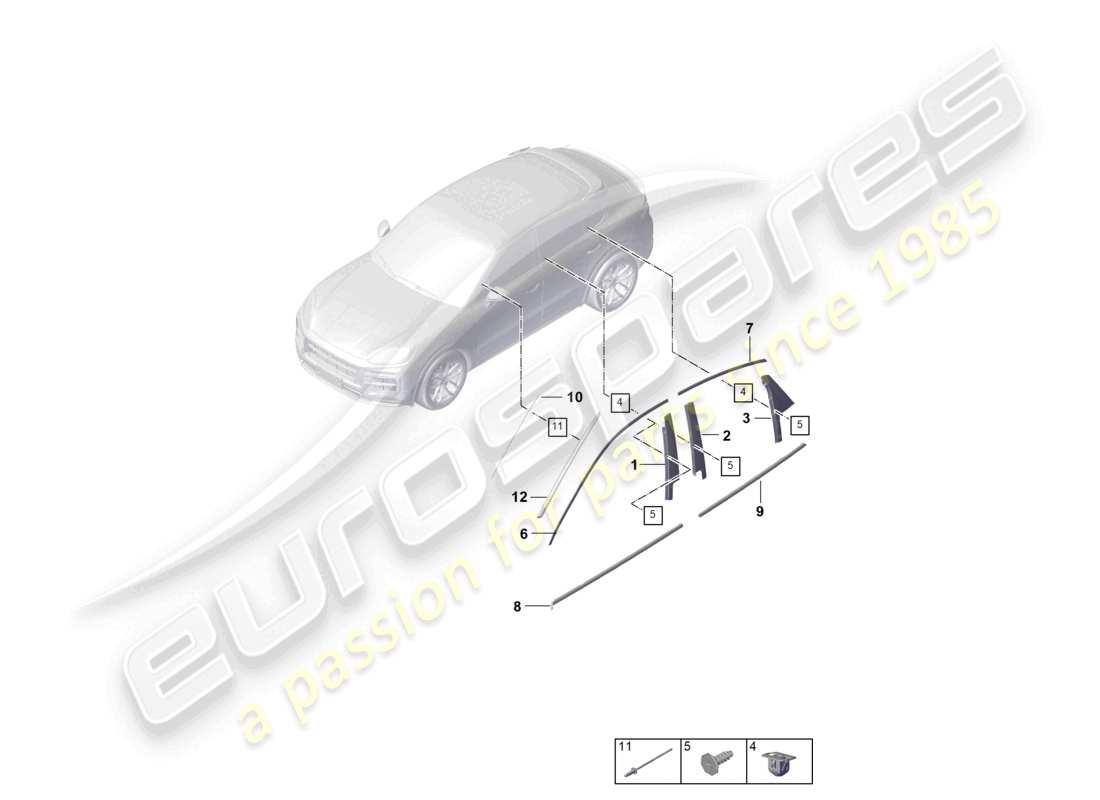 porsche 2025 (cayenne e3 pa) moldings part diagram