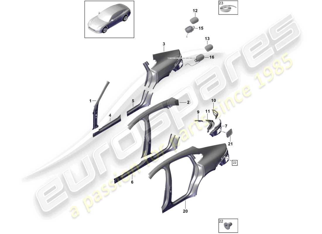porsche 2021 (panamera 971-1) side part outer part diagram
