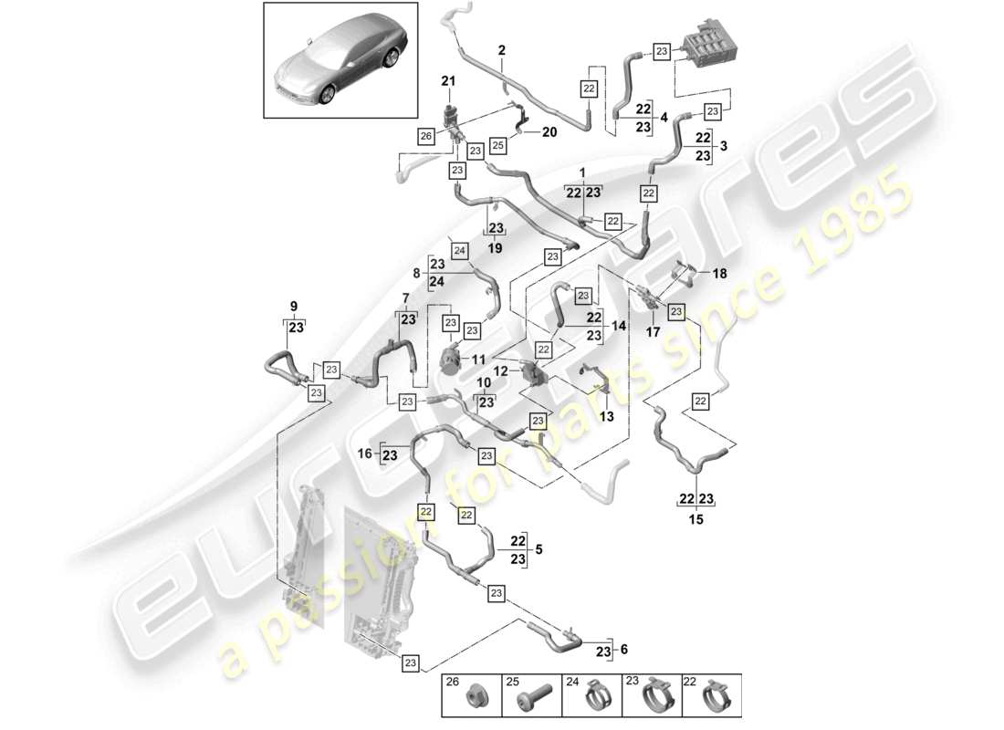 porsche 2021 (panamera 971-1) heater front hybrid parts diagram