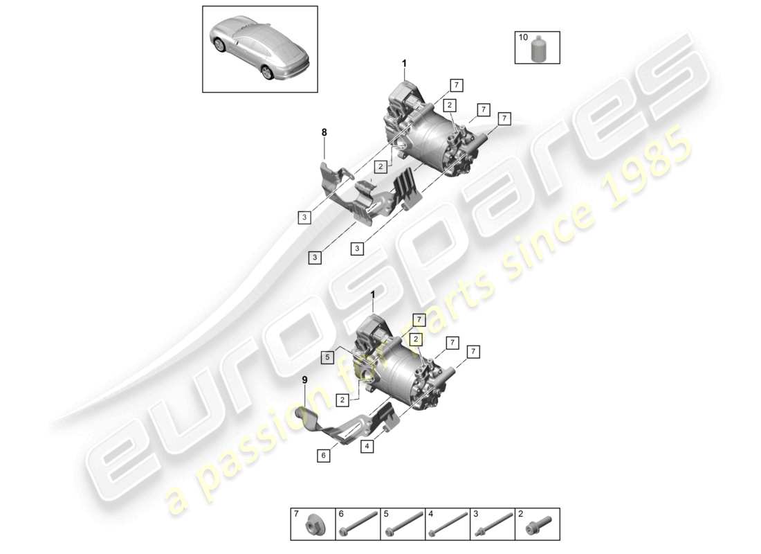porsche 2021 (panamera 971-1) air conditioning hybrid compressor r1234yf parts diagram