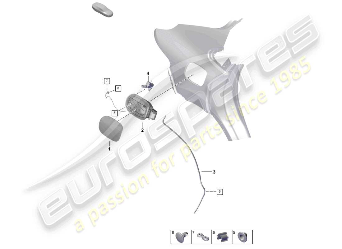 porsche 2026 (cayenne e3 pa) fuel filler flap outer fuel filler flap module coupe part diagram