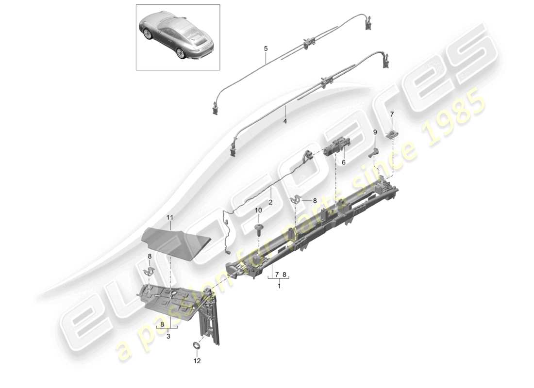porsche 2024 (992-1) flap side actuator parts diagram