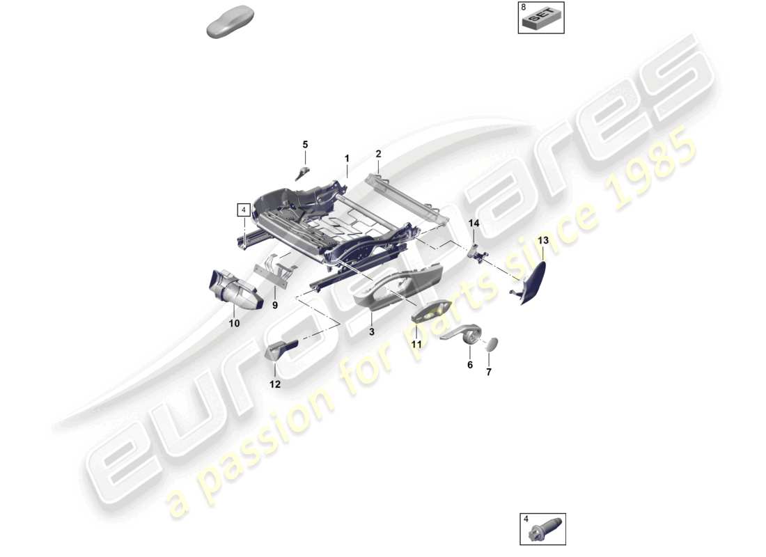 porsche 2021 (718 boxster spyder) seat frame sports seat plus accessories trim for switch part diagram