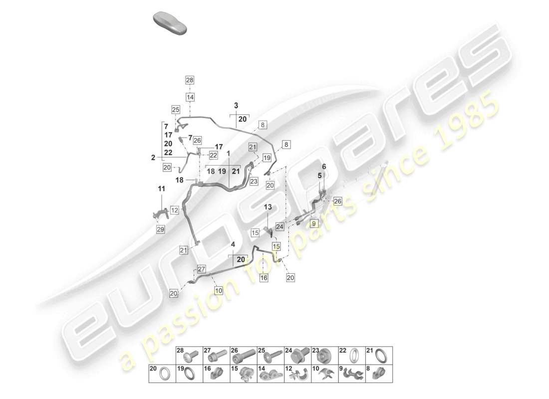 porsche 2021 (992-1 gt3/rs/st) air conditioning lhd refrigerant line (expansion valve >drier) part diagram