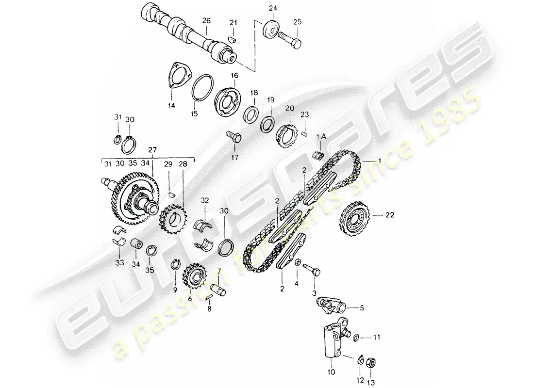 porsche 1990 (964) valve control parts diagram