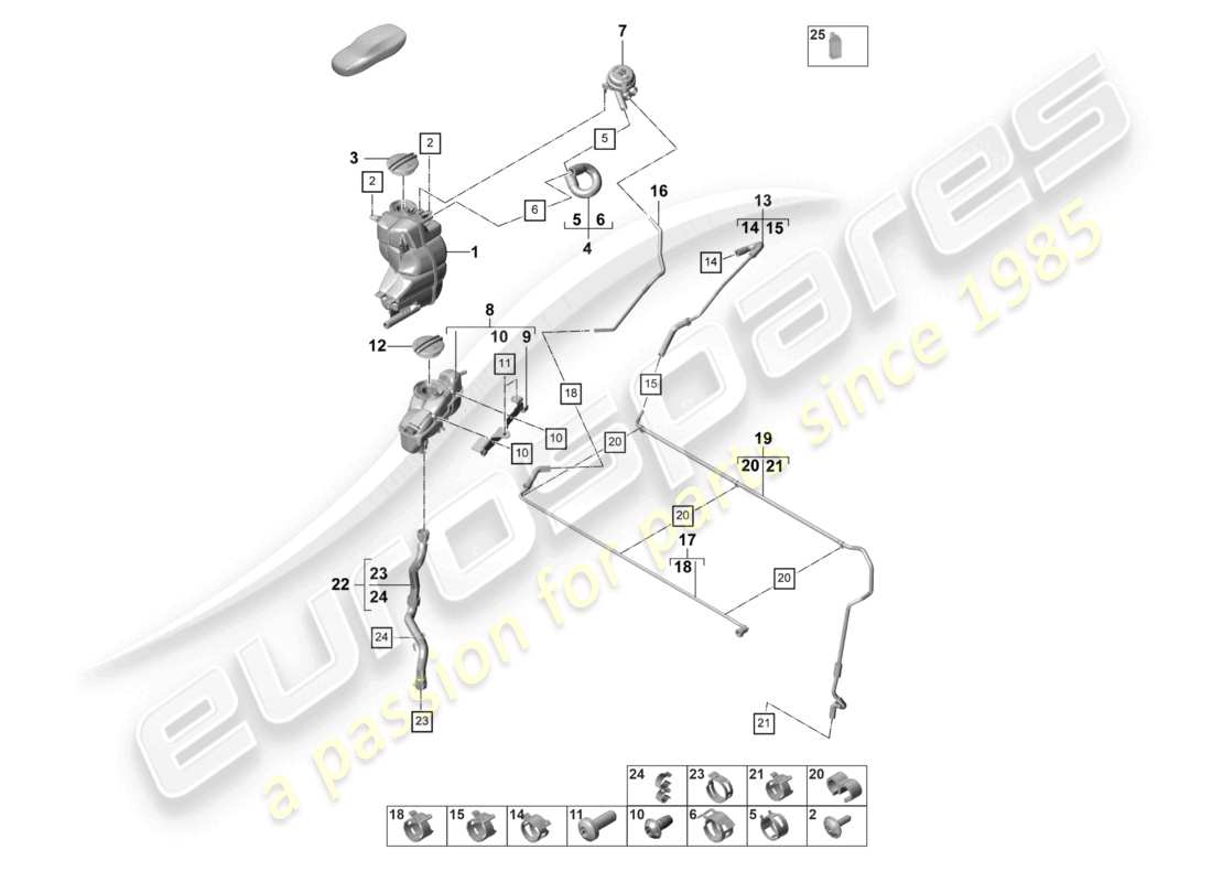 porsche 2024 (panamera 971-2) coolant cooling system coolant expansion tank breather line for vehicles with hybrid drive part diagram