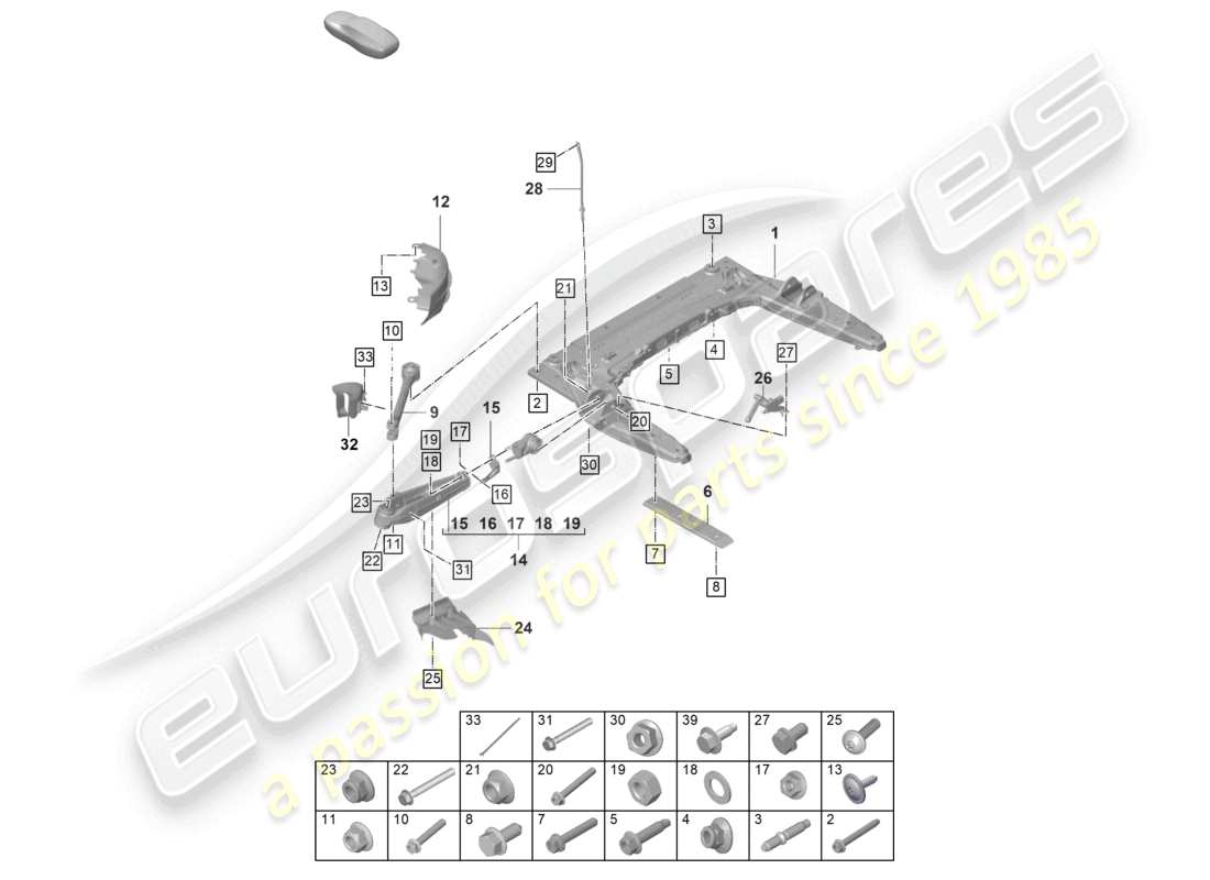 porsche 2026 (992-2 gt3/rs/st) cross member wishbone lower part diagram
