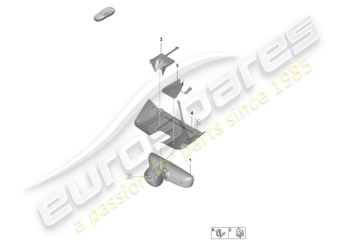 porsche 2022 (992-1 gt3/rs/st) interior mirror cover part diagram