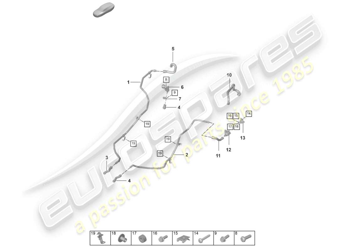 porsche 2022 (992-1) coolant cooling system heater parts diagram