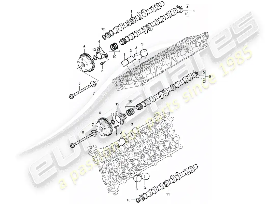 porsche 2005 (cayenne e1 9pa) camshaft parts diagram