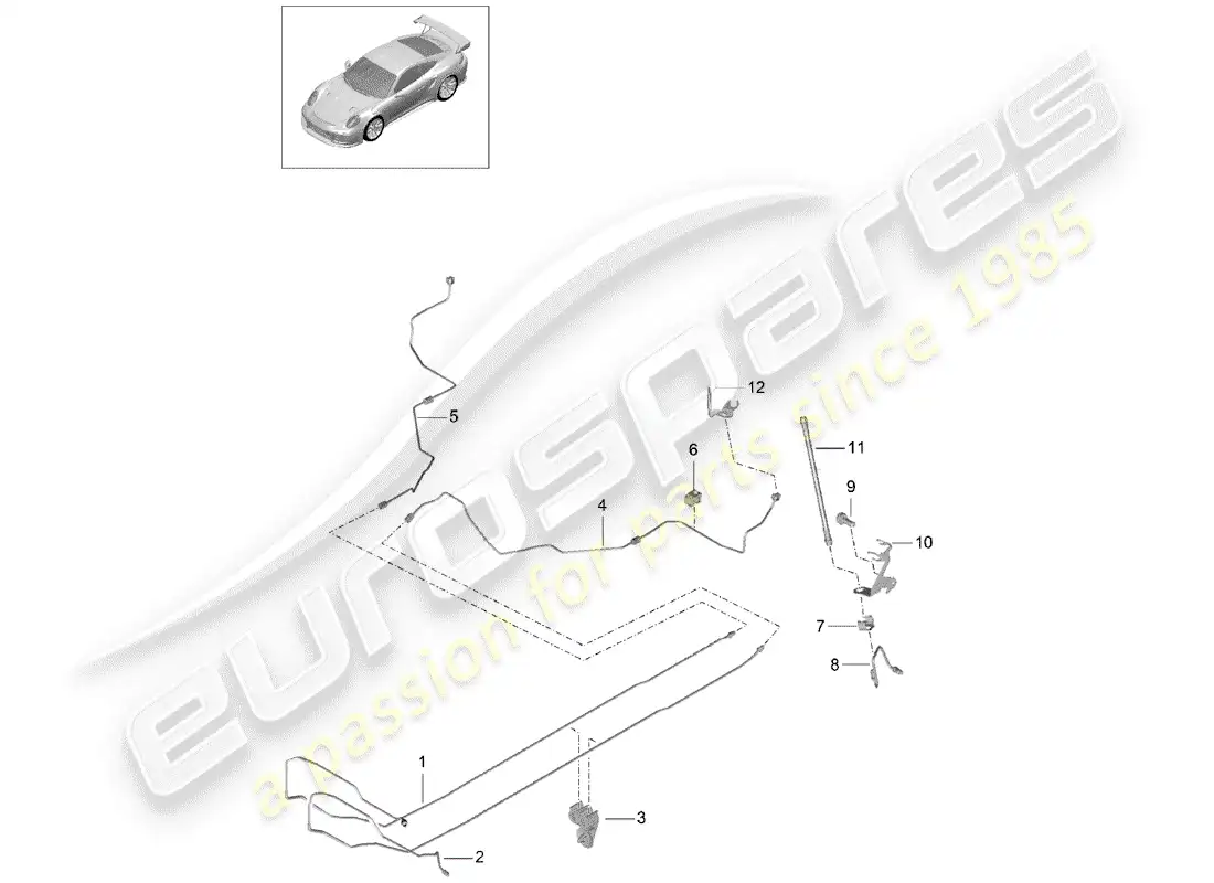 porsche 2016 (991-1 turbo) brake line parts diagram