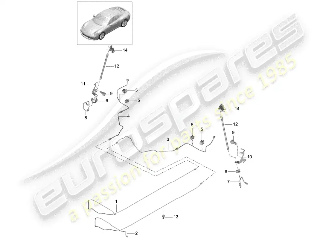 porsche 2020 (991-2) brake line parts diagram