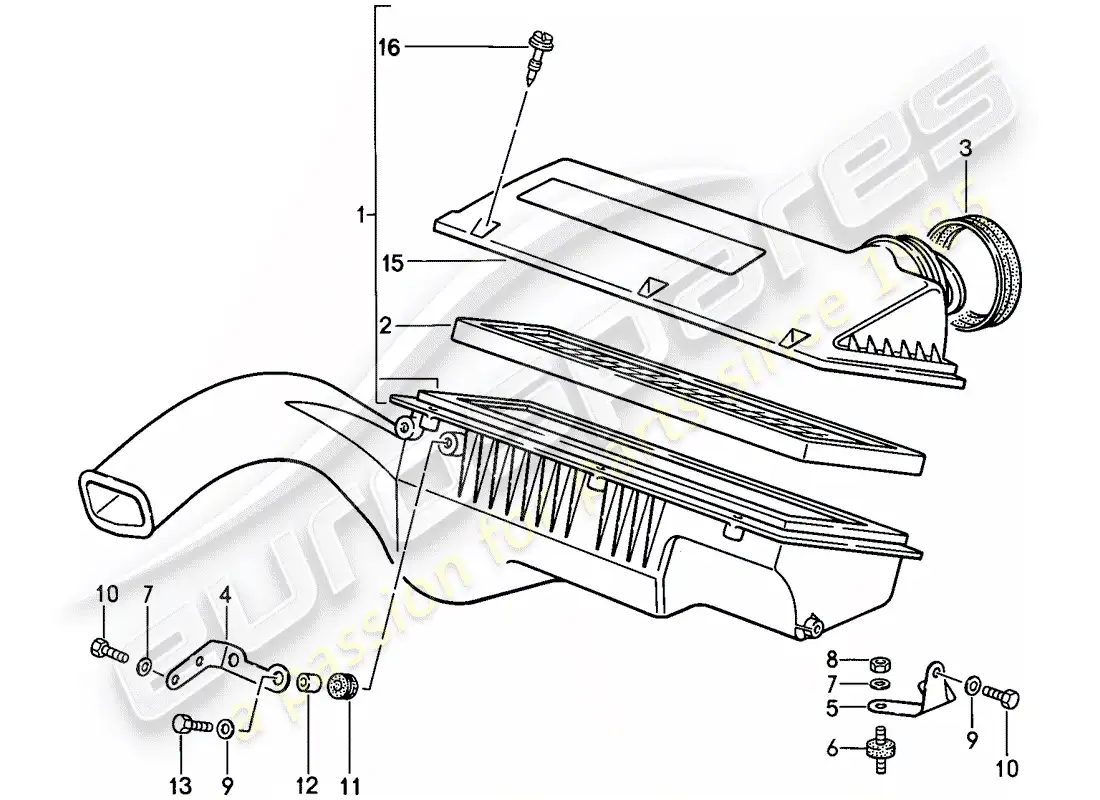 porsche 1987 (944) air cleaner system parts diagram
