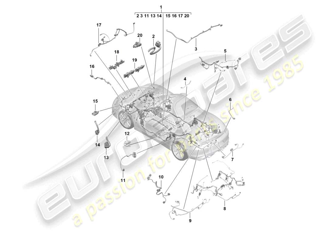 porsche 2023 (718 boxster spyder) wiring looms passenger compartment and part section wiring harness part diagram