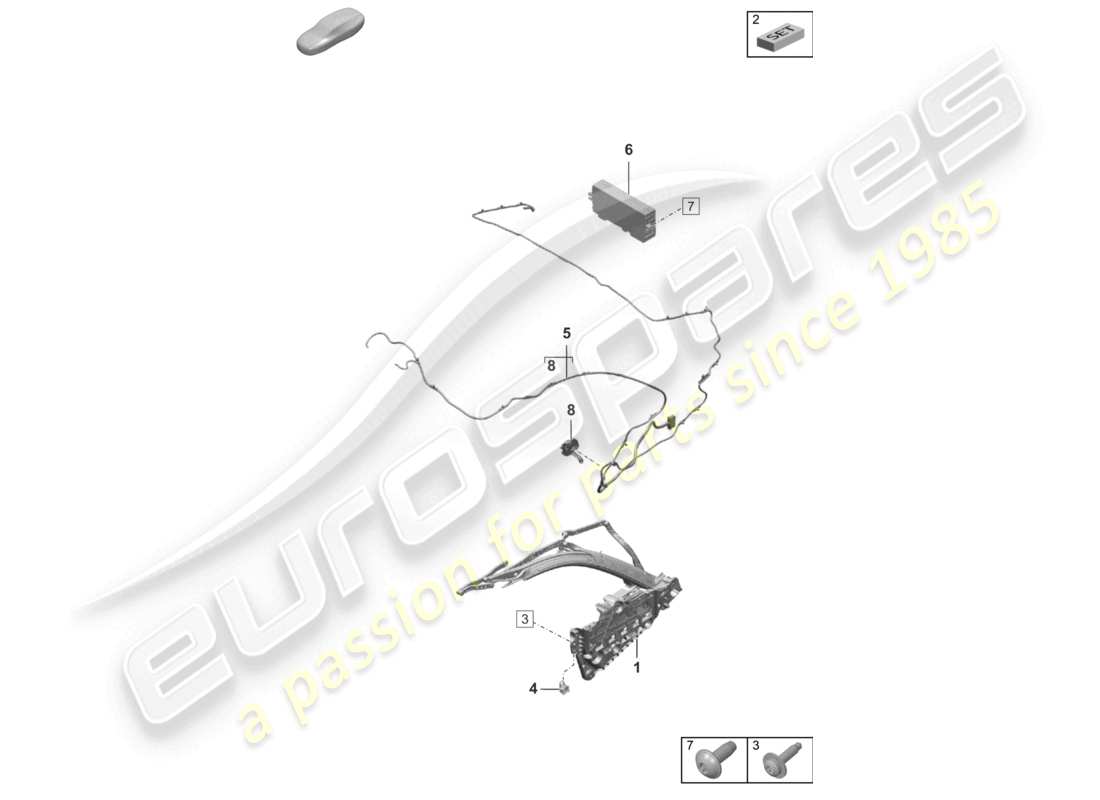 porsche 2022 (992-1 turbo / s) top frame side individual parts and electrical parts part diagram