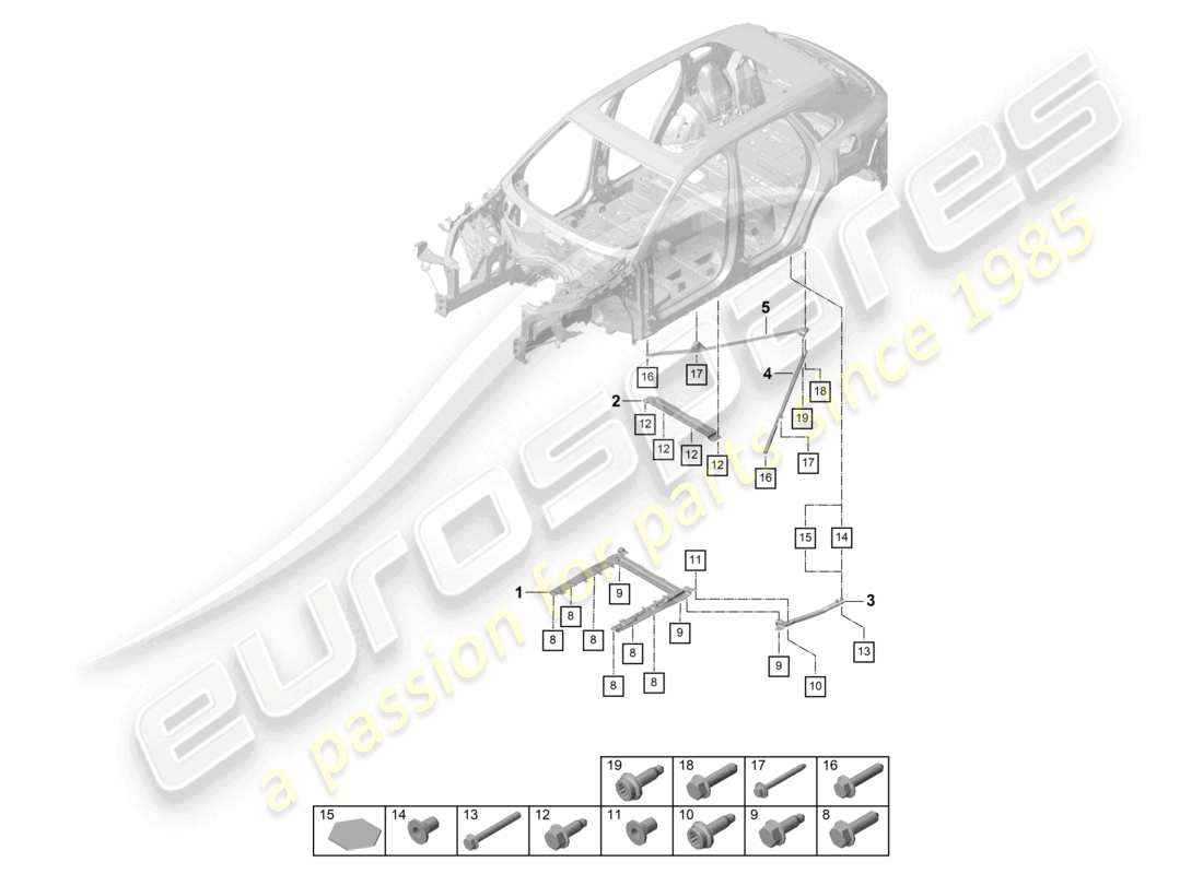 porsche 2021 (cayenne e3 9ya/9yb) dome strut rear part diagram