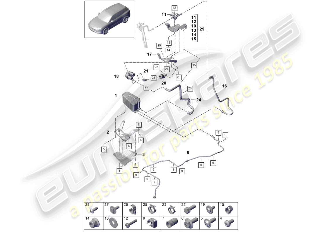 porsche 2021 (cayenne e3 9ya/9yb) activated charcoal container part diagram