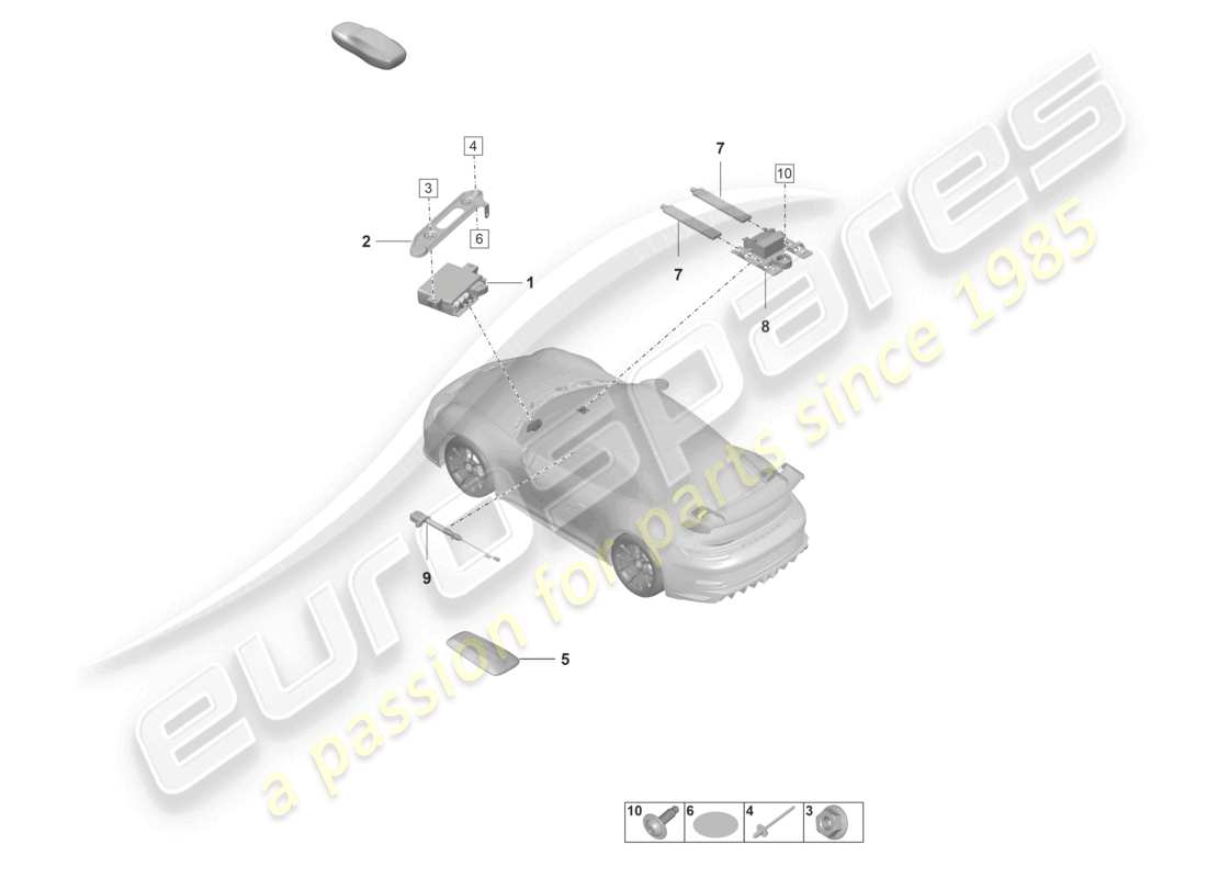 porsche 2023 (992-1 gt3/rs/st) individual parts vts vehicle tracking driver card part diagram