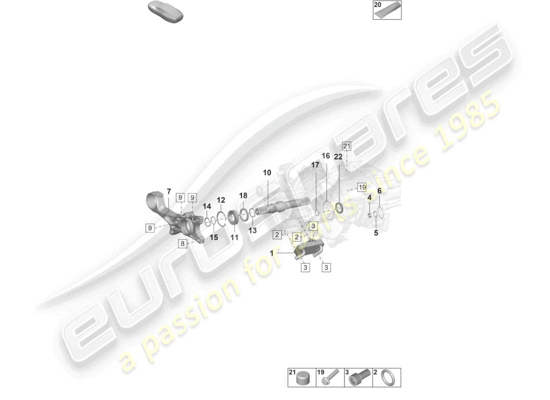 porsche 2023 (taycan 9j1-1) rear axle differential individual parts part diagram