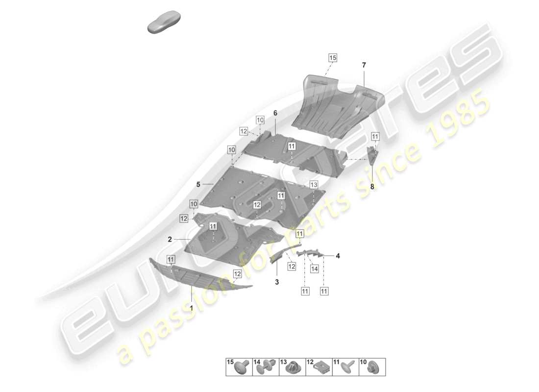 porsche 2023 (992-1 gt3/rs/st) underbody trim part diagram