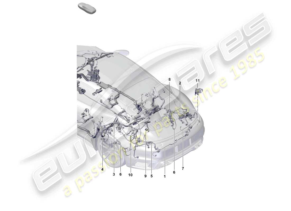 porsche 2021 (992-1 turbo / s) wire set rear end part diagram