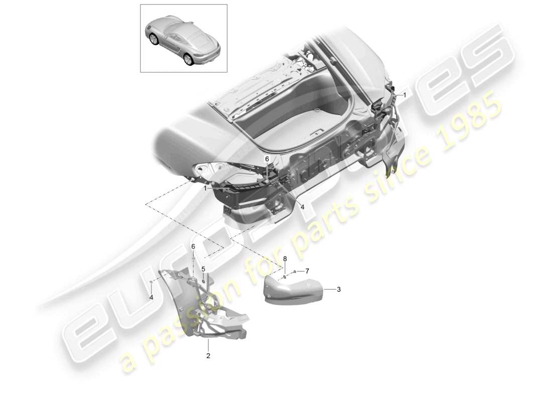 porsche 2022 (718 cayman) fasteners rear bumper part diagram
