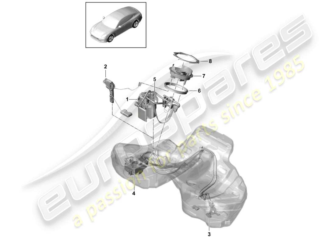 porsche 2021 (panamera 971-1) fuel pump suction jet pump parts diagram