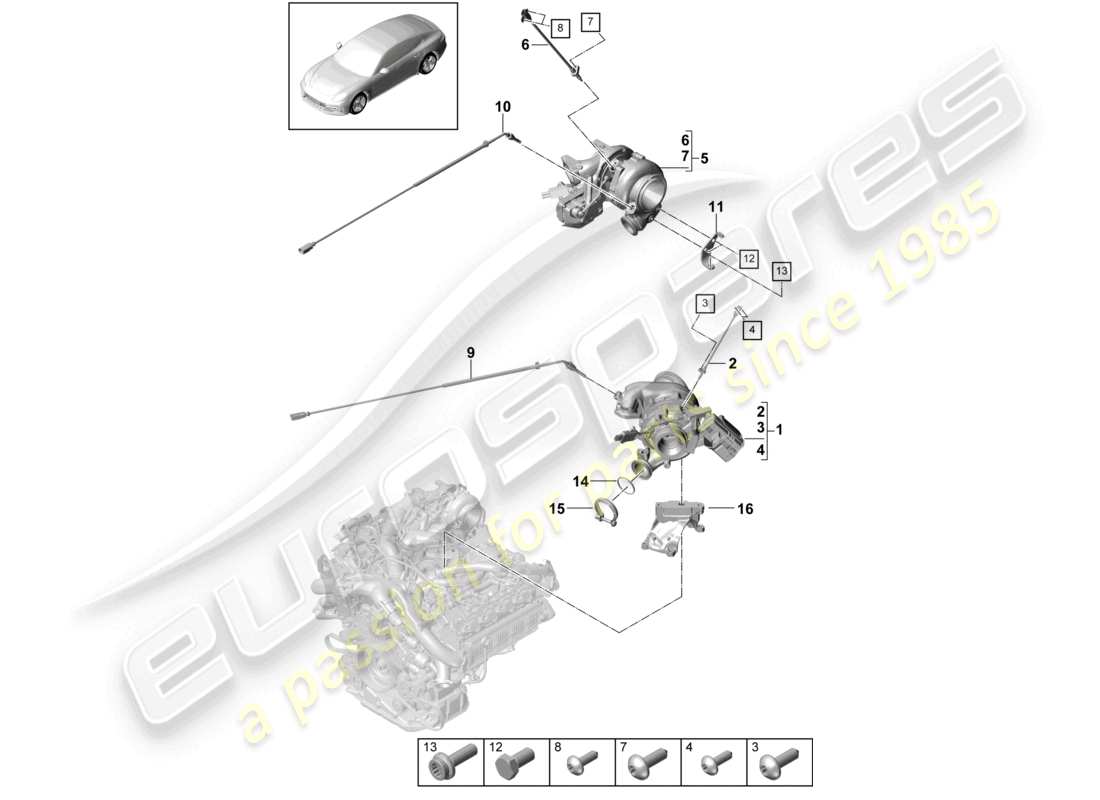 porsche 2021 (panamera 971-1) exhaust gas turbocharger temperature sensor part diagram
