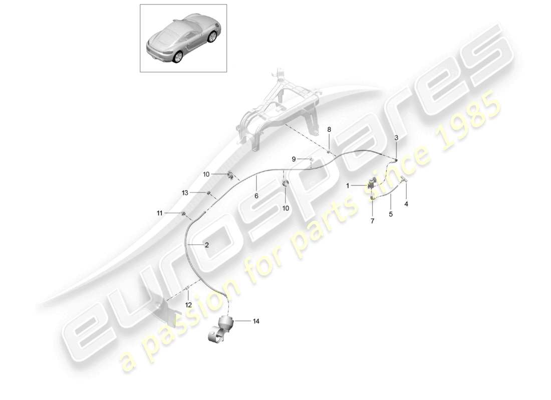porsche 2025 (718 cayman) exhaust system sport exhaust flap control unit part diagram