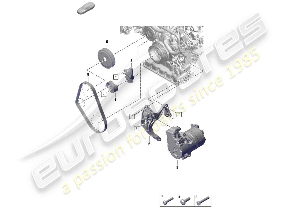 porsche 2025 (cayenne e3 pa) poly-v-belt belt tensioner damper part diagram
