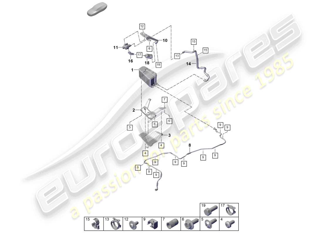 porsche 2025 (cayenne e3 pa) activated charcoal container part diagram