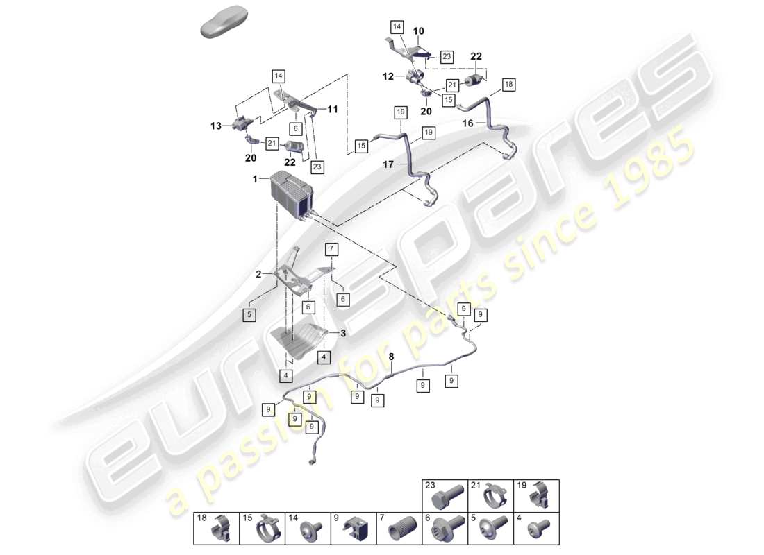 porsche 2025 (cayenne e3 pa) activated charcoal container part diagram
