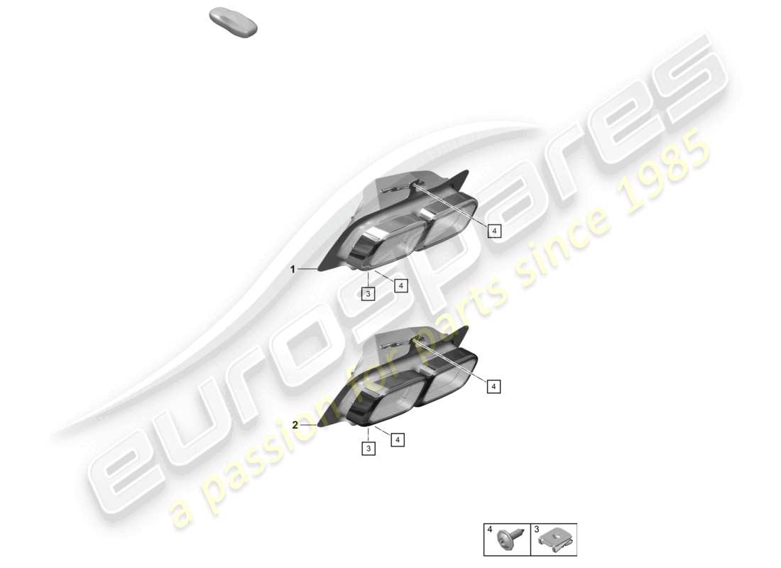 porsche 2025 (992-2 turbo / s) exhaust tail pipe part diagram