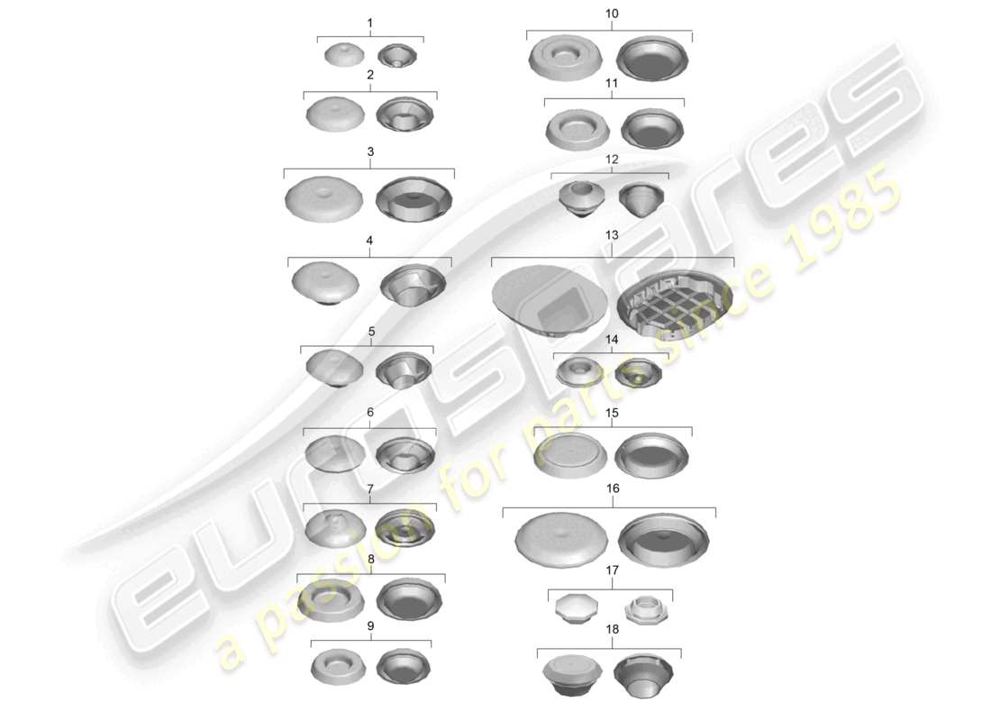 porsche 2026 (718 cayman) bungs part diagram