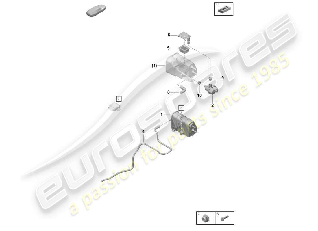 porsche 2022 (718 boxster spyder) activated charcoal container part diagram