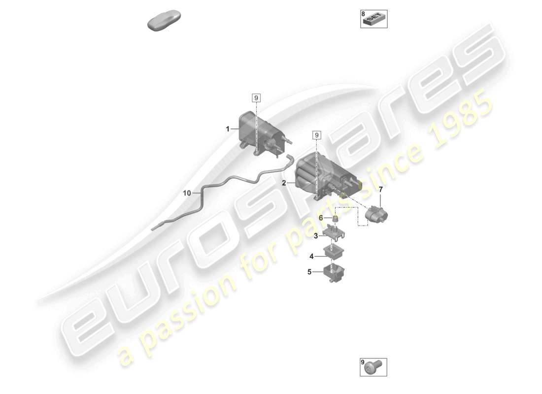 porsche 2025 (992-2 gt3/rs/st) activated charcoal container part diagram