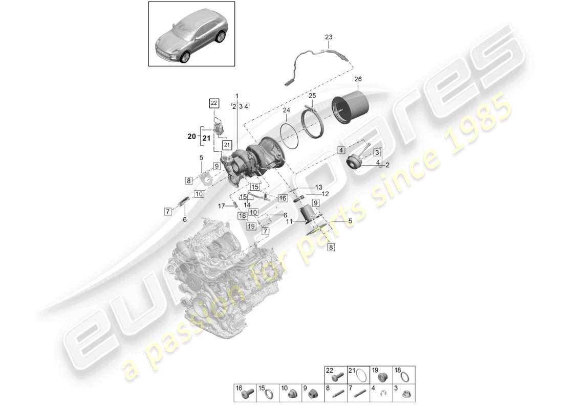 porsche 2026 (macan) exhaust gas turbocharger exhaust manifolds lambda probe part diagram