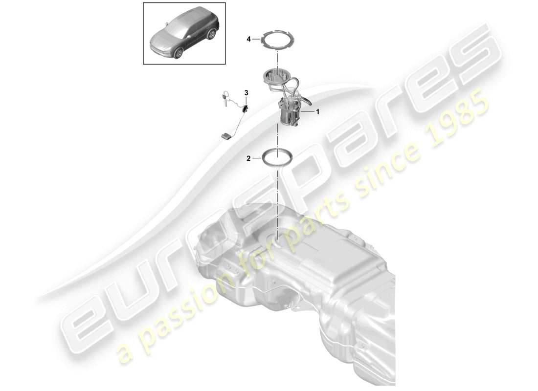 porsche 2021 (cayenne e3 9ya/9yb) fuel tank fuel pump part diagram